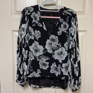 Floral Black and White Women's Top